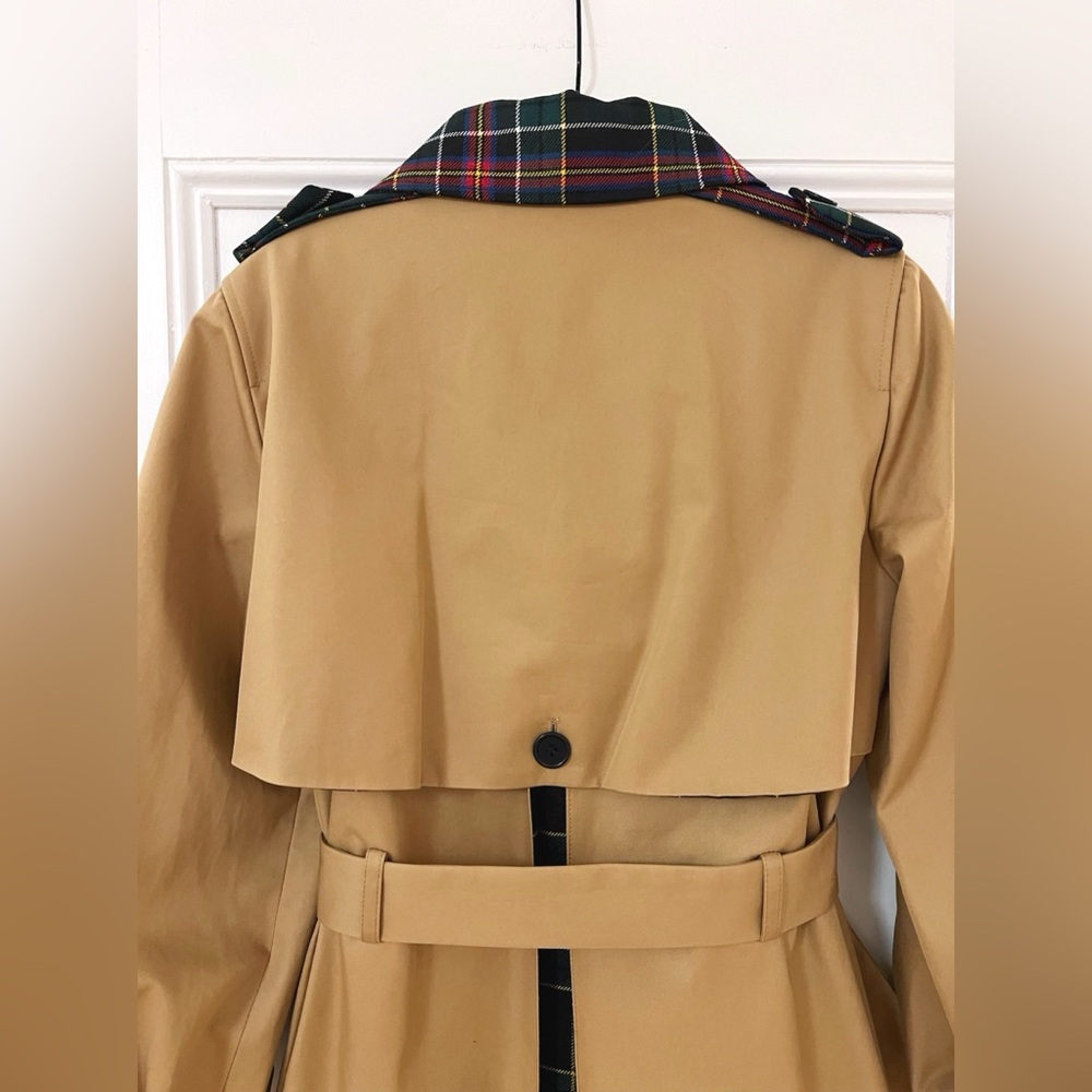 New w/tags SHRIMPS Dexter Trench Coat with Plaid Details - Sz. UK 8/ USA 4 - Picture 10 of 13